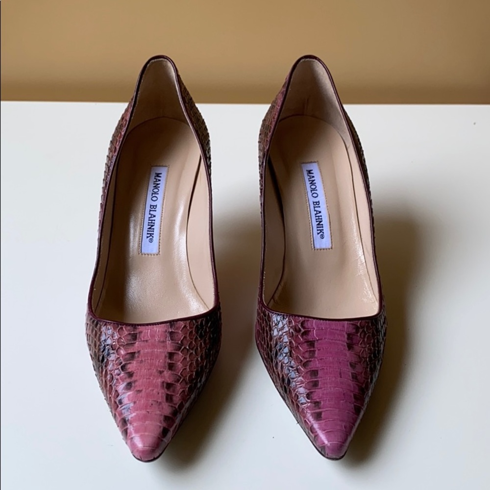 Manolo Blahnik Pink Python Heels. - image 2